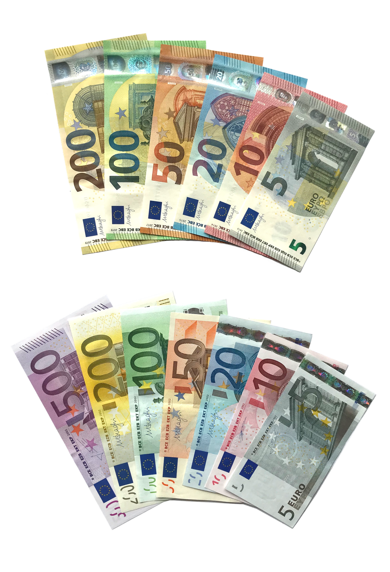 Billetes de euro de distintas denominaciones
