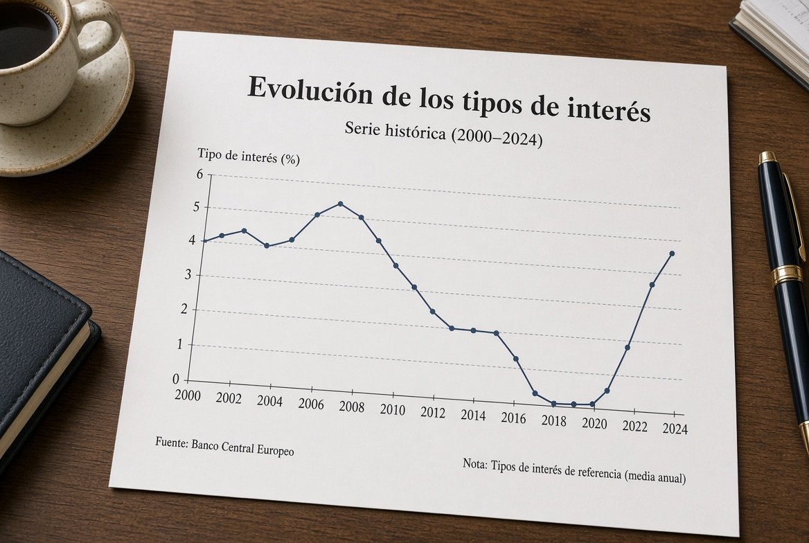 Gráfico de evolución de tipos de interés en papel